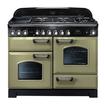 Rangemaster Classic Deluxe 110cm Dual Fuel Range Cooker, Olive Green 