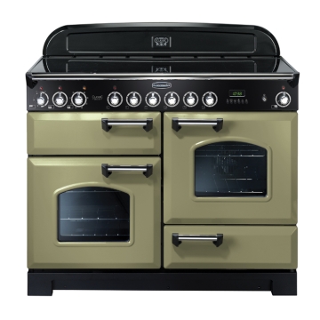 Rangemaster Classic Deluxe 110cm Ceramic Electric Range Cooker, Olive Green 