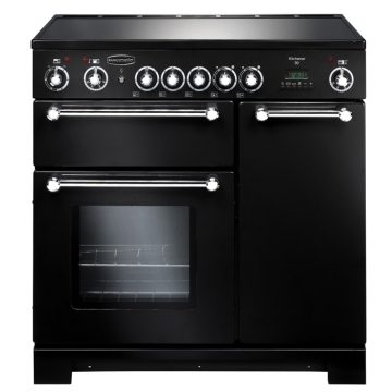 Rangemaster Kitchener 90cm Ceramic Electric Range Cooker, Gloss Black