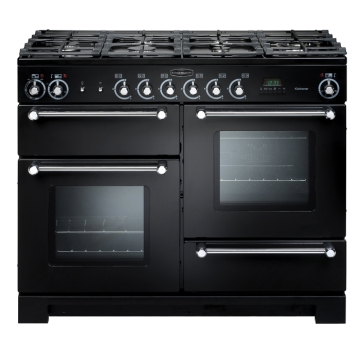 Rangemaster Kitchener 110cm Dual Fuel Range Cooker, Gloss Black