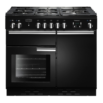 Rangemaster Professional Plus 100cm Dual Fuel Range Cooker, Gloss Black