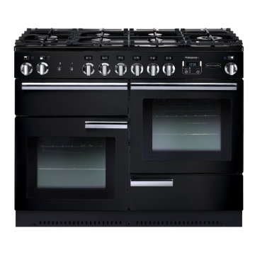 Rangemaster Professional Plus 110cm Dual Fuel Range Cooker, Gloss Black