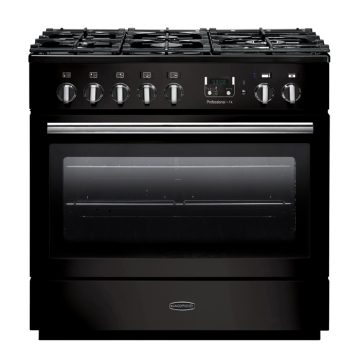 Rangemaster Professional Plus FX 90cm Dual Fuel Range Cooker, Gloss Black