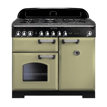 Rangemaster Classic Deluxe 100cm Dual Fuel Range Cooker, Olive Green