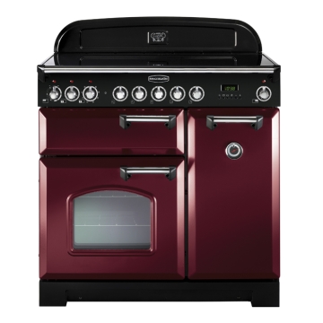 Rangemaster Classic Deluxe 90cm Induction Electric Range Cooker, Cranberry