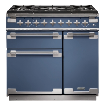 Rangemaster Elise 90cm Dual Fuel Range Cooker, Stone Blue