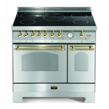 Lofra Dolcevita 90cm Induction Double-Oven Cooker, Stainless Steel - Brass