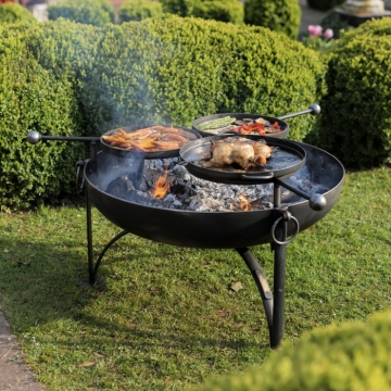 Plain Jane 90cm Fire Pit with Three Swing Arm BBQ Racks