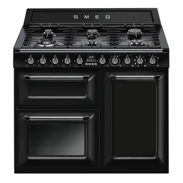 Smeg Victoria TR103BL 100cm Dual Fuel Range Cooker, Gloss Black