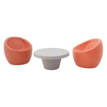 Tramontina Oca 3 Piece Lounge Set, Concrete/Orange