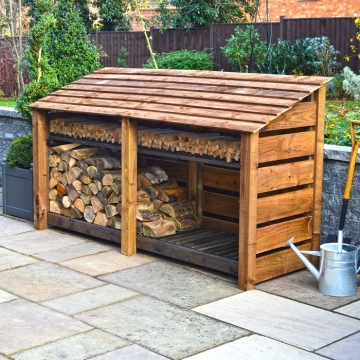 Rustic Brown Normanton 4ft Double Bay Slatted Store